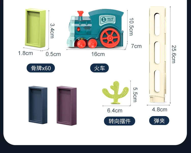 Automatic Laying Domino Train Electric Car Brick Blocks Kits Creative Games Intelligence Educational DIY Toys Kids Birthday Gift