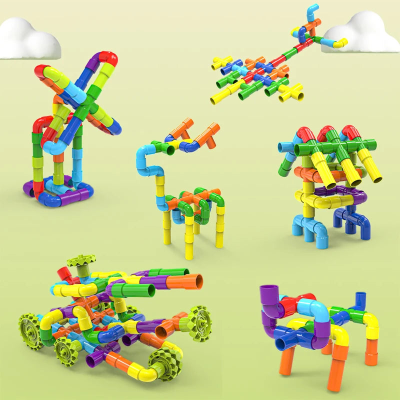 Building  By Splicing  Water Pipes With Building Blocks DIY Toys