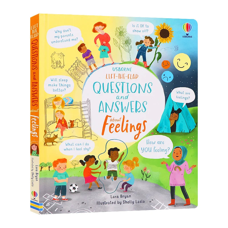 Usborne lift-the-flap Questiones and Answers about Feelings English Educational Picture Book Baby kids learning reading gift