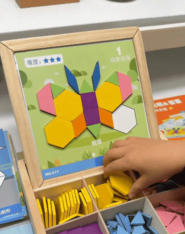 Magnetic Building Blocks Wooden Geometric Puzzle Exercise for Brain Intelligence Development Geometric Thinking Training for 2-8
