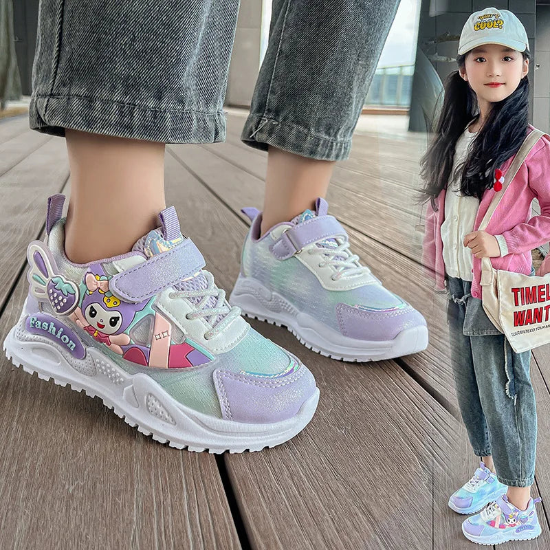 2025 New Kids Running Shoes Breathable Mesh Lightweight Casual Sneakers for Boys Girls Princess Cartoon Design