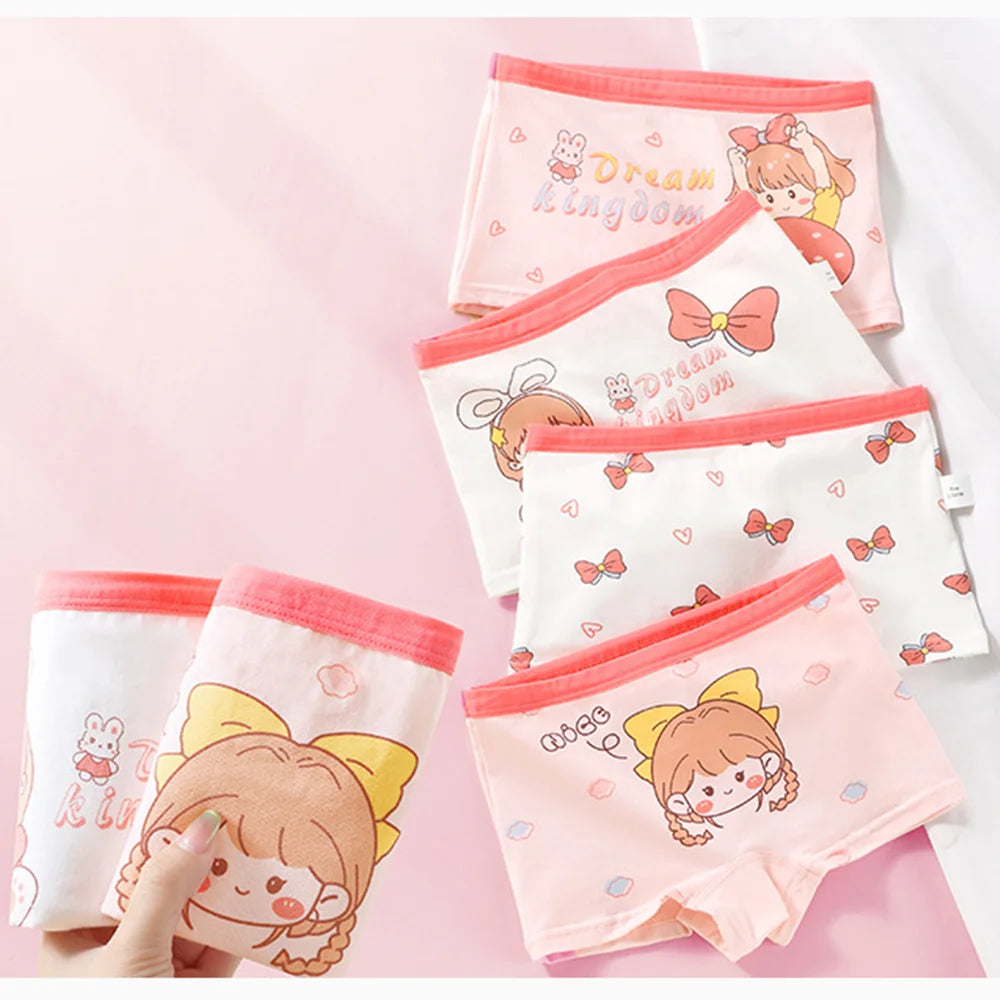 4Pcs Children Underwear Cotton Girls Boxers Briefs Beautiful Cute Princess Cartoon Panties Breathable Kids Underpants For Girls
