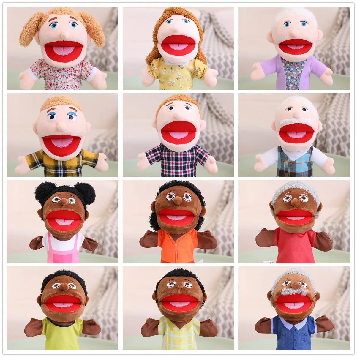 28-33cm Kids Plush Finger & Hand Puppet Popular Activity Boy Girl Role Play Bedtime Story Props Family Role Playing Toys Doll