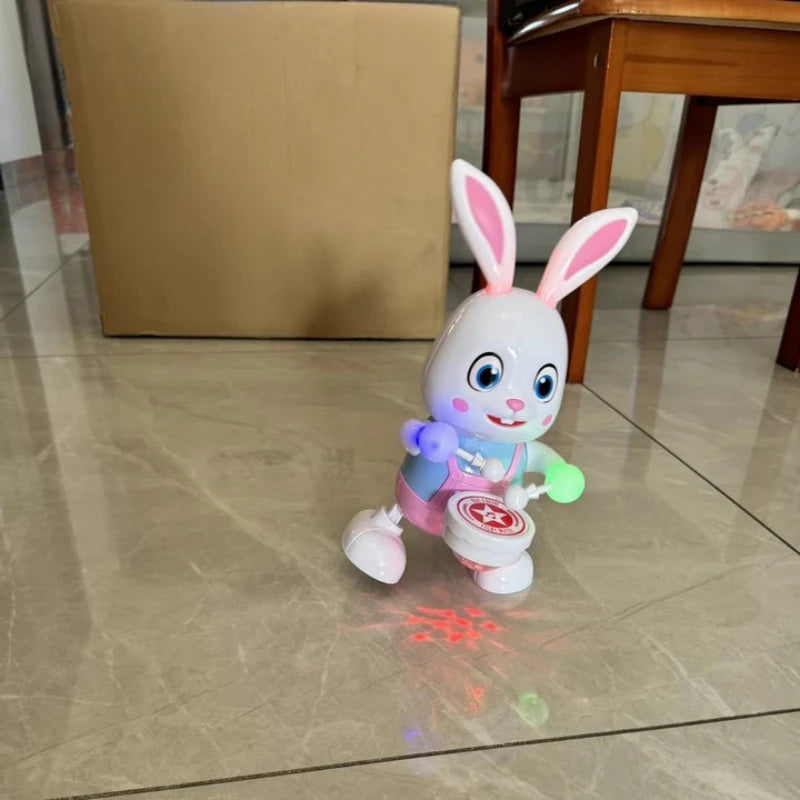 Robot Rabbit Dancing Sing Song Electronic Music Animal Beat Drum With LED Cute Desktop Model Toy Children Birthday Gift