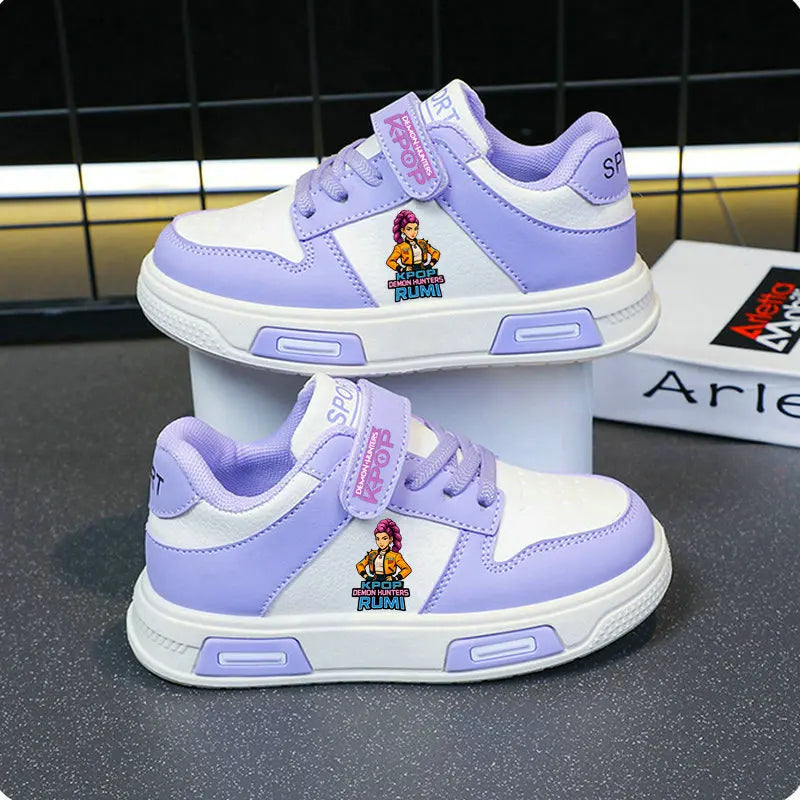 Kpop Demon Hunters Kids shoes Children Sneakers For Girls Shoe Autumn White Shoe Casual Running Shoe Anti Slip Soft Sole Tenis