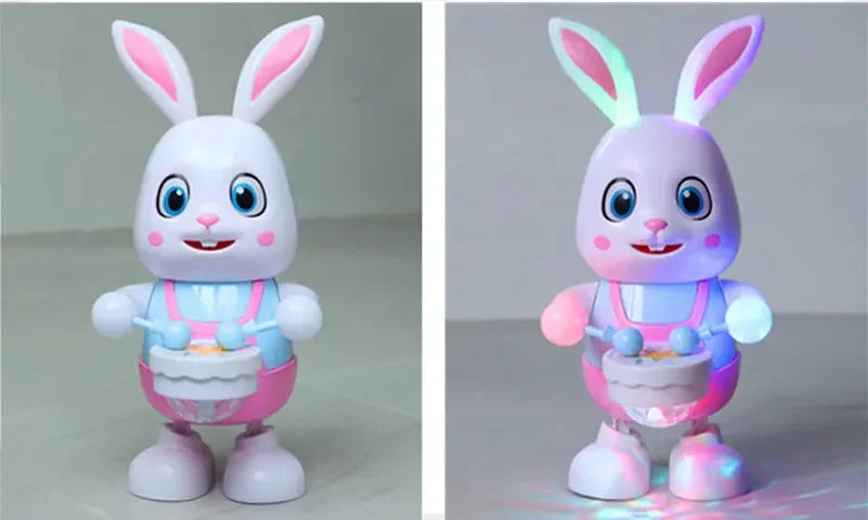 Robot Rabbit Dancing Sing Song Electronic Music Animal Beat Drum With LED Cute Desktop Model Toy Children Birthday Gift