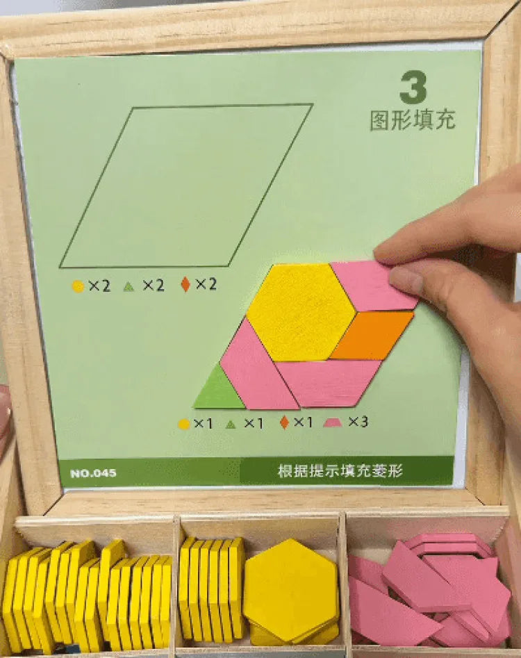 Magnetic Building Blocks Wooden Geometric Puzzle Exercise for Brain Intelligence Development Geometric Thinking Training for 2-8