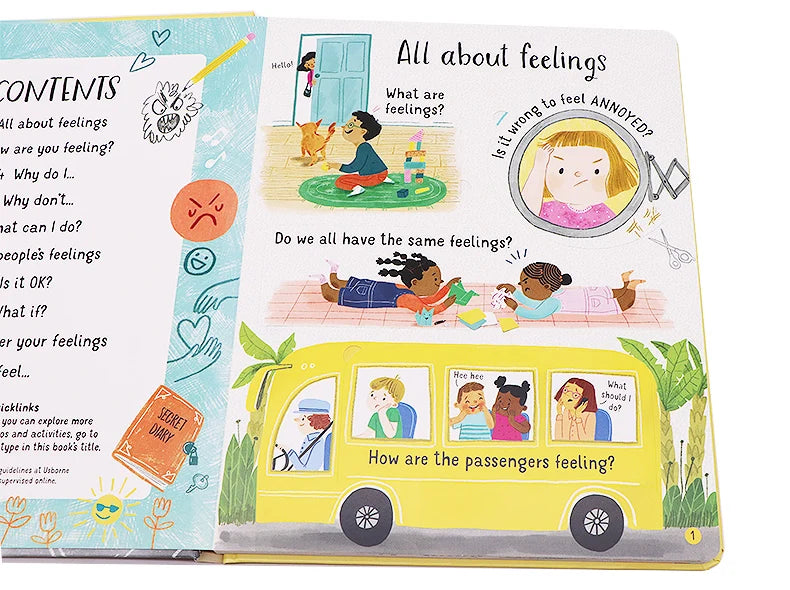 Usborne lift-the-flap Questiones and Answers about Feelings English Educational Picture Book Baby kids learning reading gift
