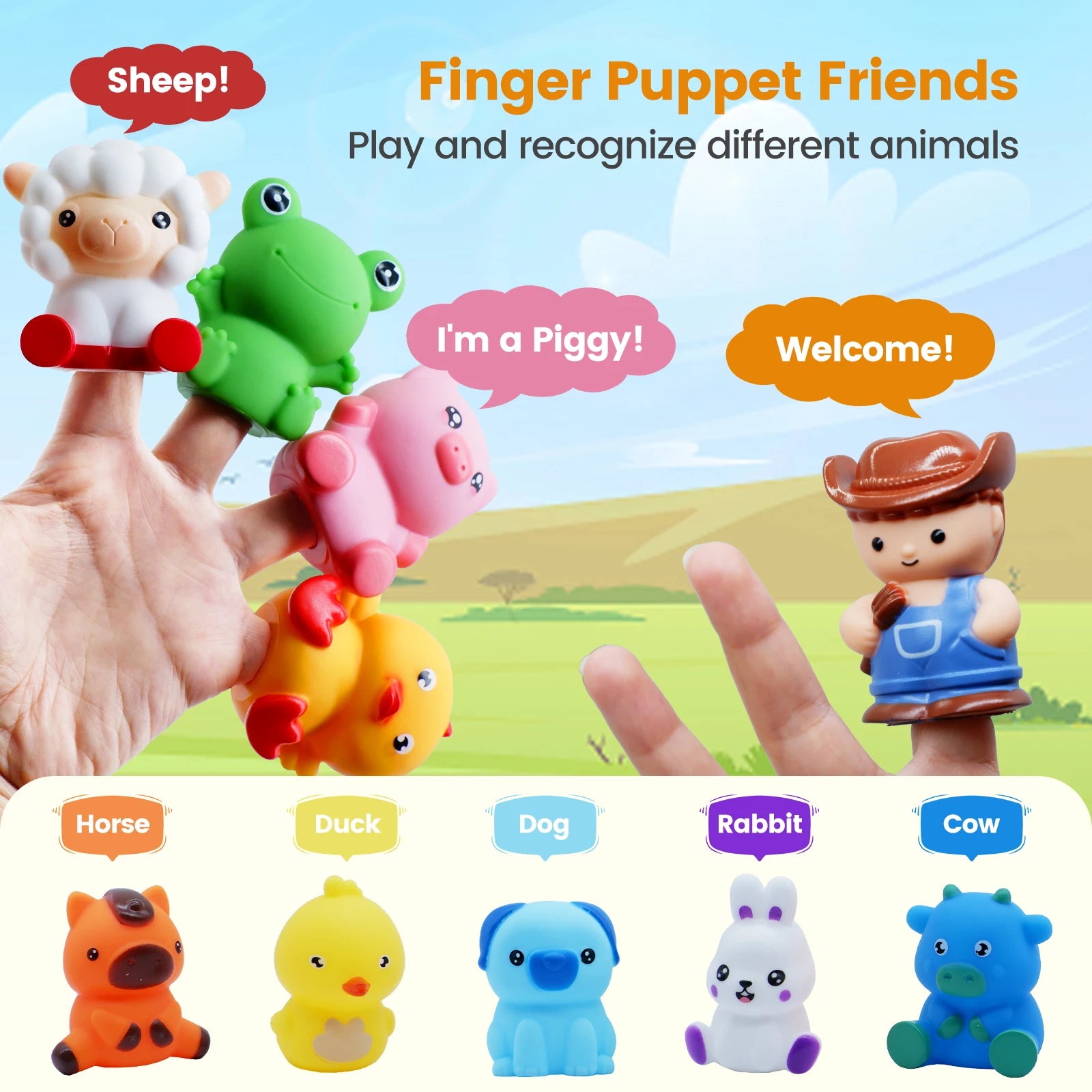 Montessori Farm Train/Surprise Party Set for Toddlers Learning Counting, Matching & Sorting Fine Motor Skills,Preschool Toy Gift