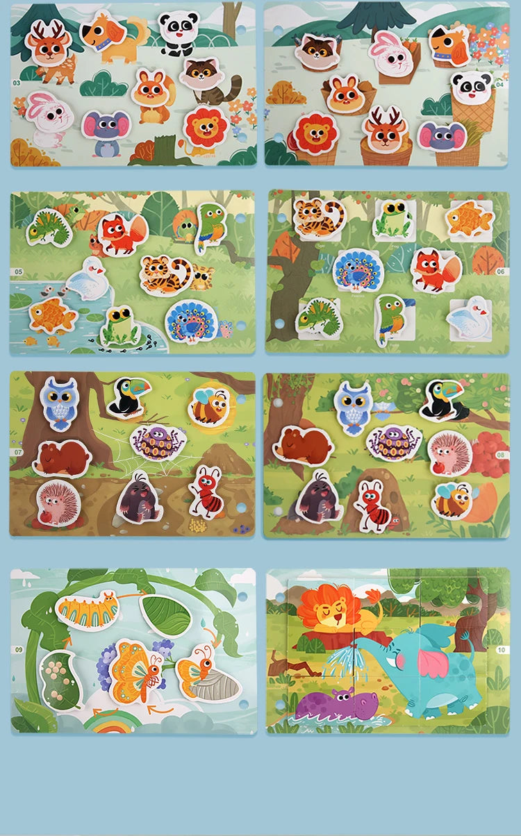 Busy Book for Kids, Animals Vehicles Dinosaurs Stickers, Matching Number & Letter Games, Interactive Learning Activity Book