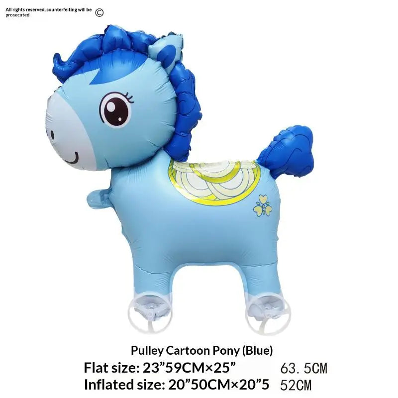 4D Cartoon Foil Balloons Elephant Stand Walking Balloon With Wheel For Kids Birthday Party Decoration Baby Shower