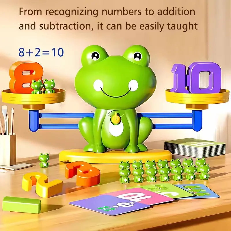 Children's Montessori Math Toy Funny Frog Scale Balance Toy Early Education Number Learning Puzzle Toys Teaching Material Gift