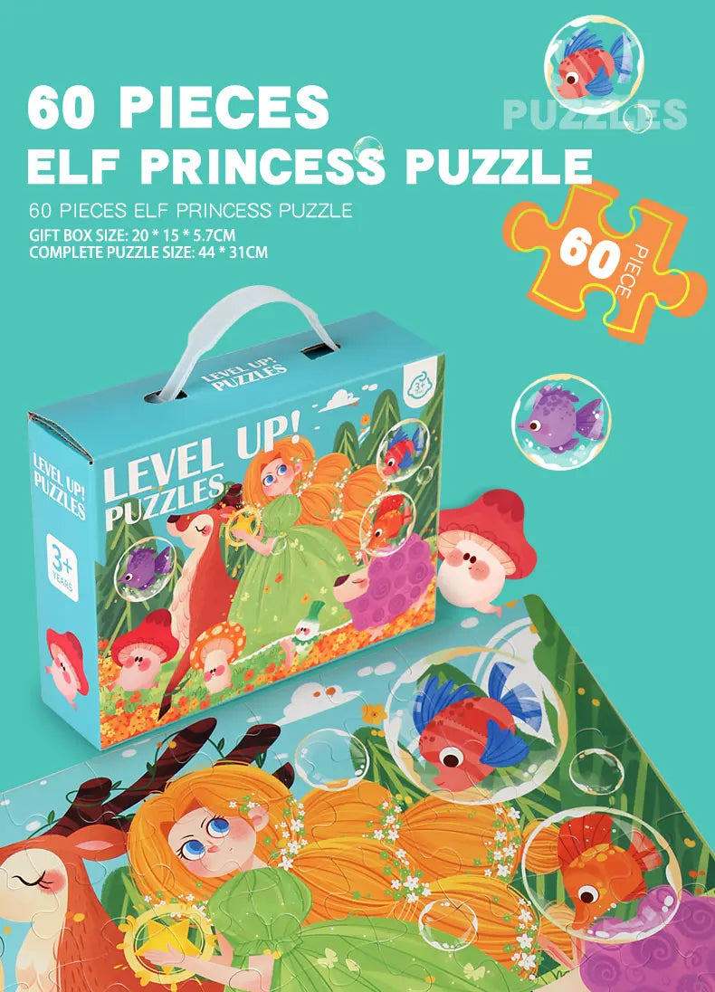 60-piece paper Custom Montessori Kids cartoon puzzle puzzle creative toy puzzle set for kids boys and girls