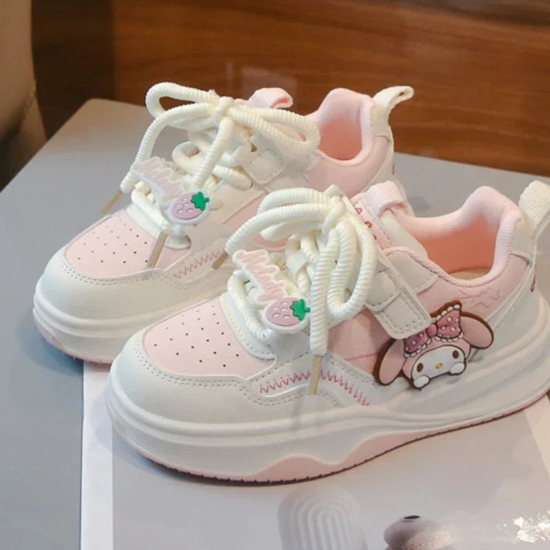Children's Cute Melody Casual Board Shoes Girl's Cartoon Sneakers Spring and Autumn New Kawaii Kuromi Anti Slip Soft Sole Shoes