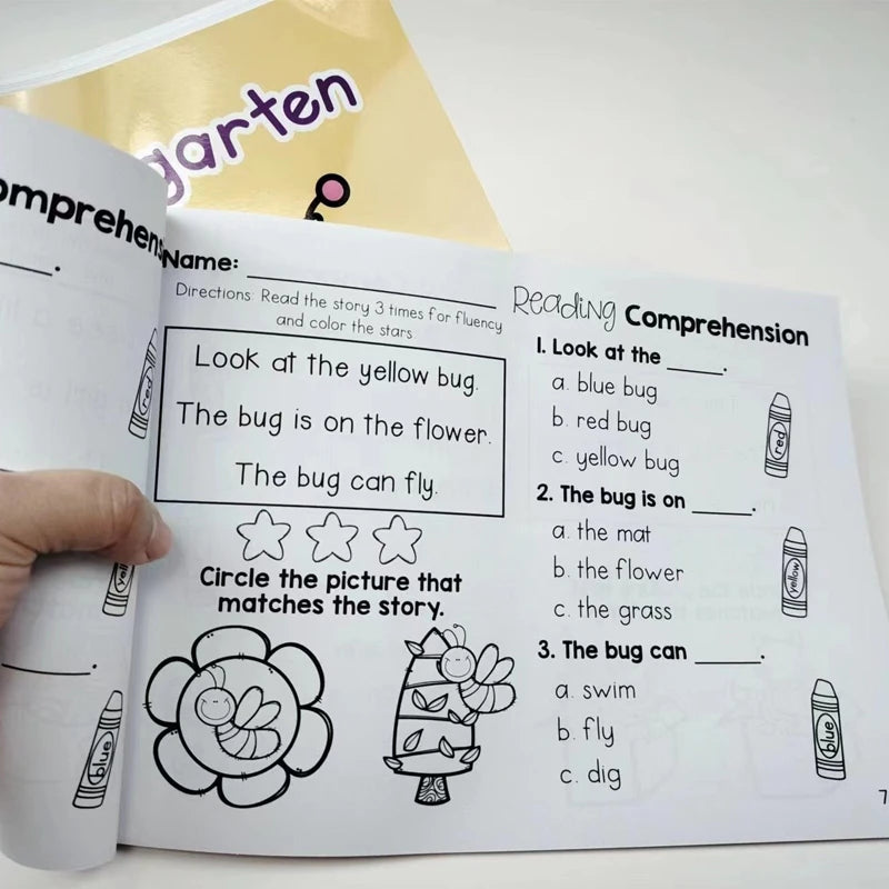 Kindergarten English Reading Comprehension Exercise Books Using Sentences Pictures and Questions To Improve Learning Skills