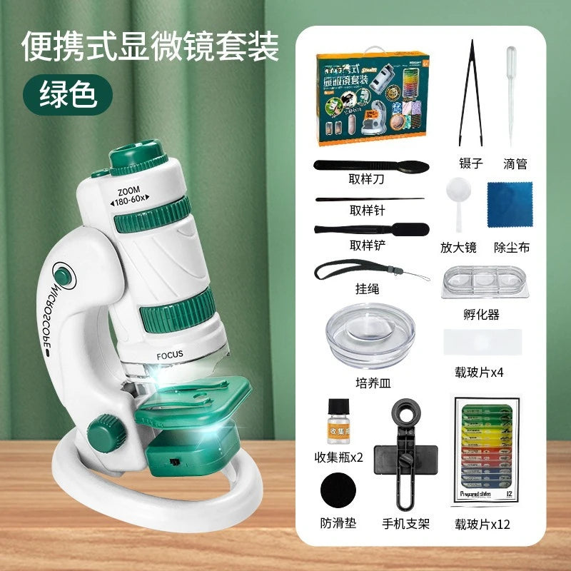 High definition 1200 times microscope toy set for primary and secondary school students science experiment puzzle science and