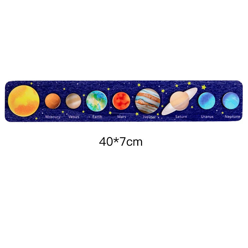 Movable Solar System Puzzle for Kids Boys 3-6 Years Wooden Space Toys Planets for Kids Space Planetary Science Educational Toys