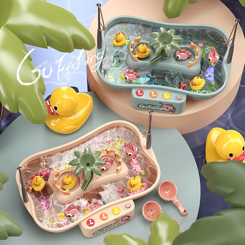 Electric Fishing Toys With Music Lights Water Play Game Music Electric Circulation Fishing Duck Games for Kids