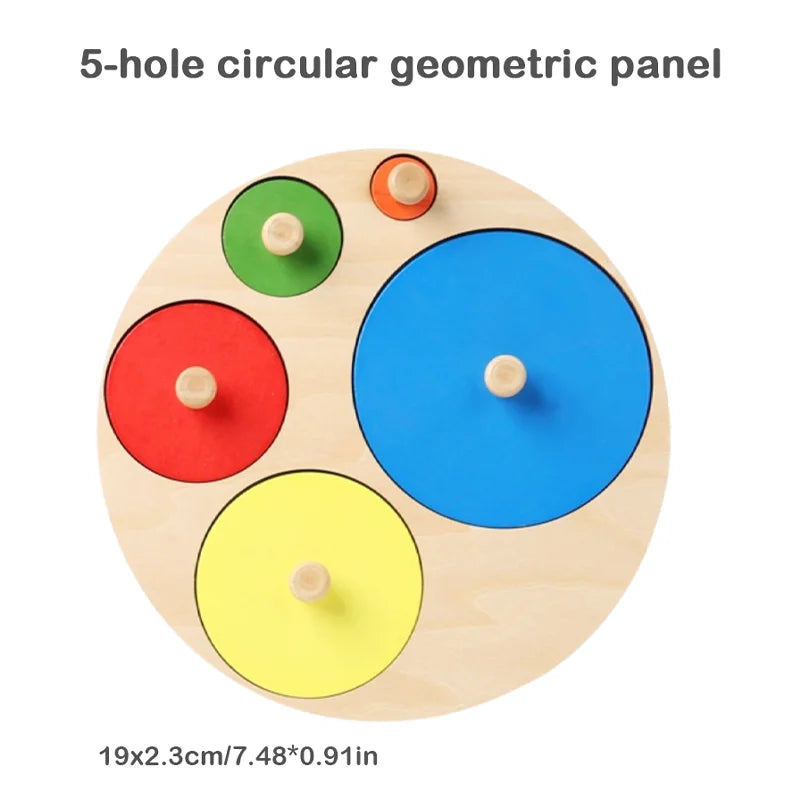 Montessori baby puzzle toys, wooden shape and color matching hand scratching board, geometric early education cognitive toys