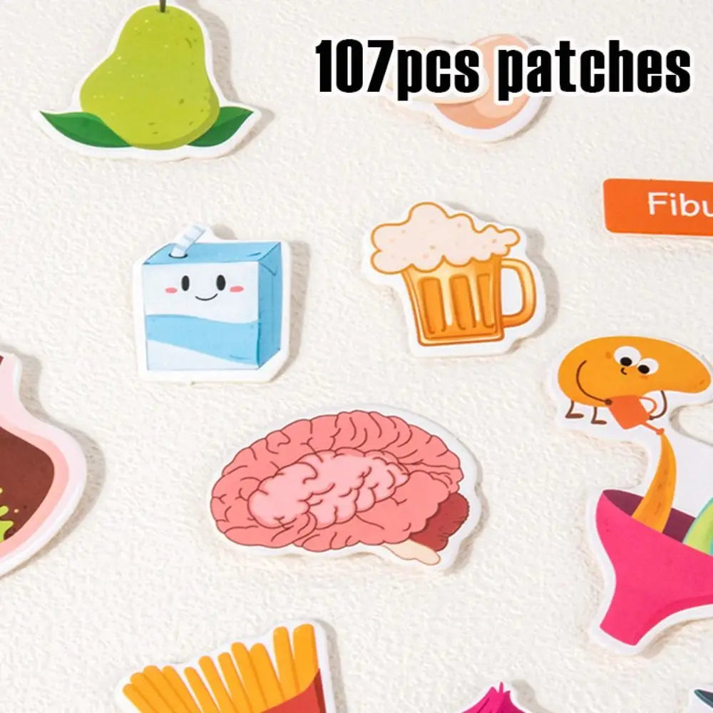 Interactive Learning Body Structure Busy Book Tear Pull Early Education Quiet Book Adhesive Book Cognitive Development