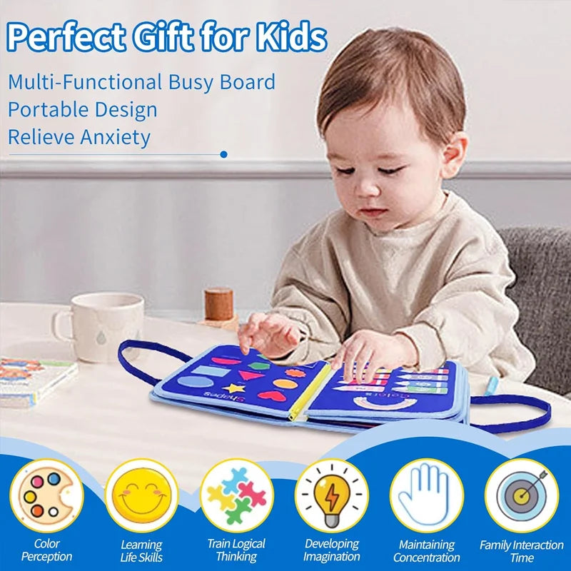 2026 New Montessori Busy Board Educational Activity Developing Sensory Board Fine Basic Dress Motor Skills Travel Toys Kids Gift