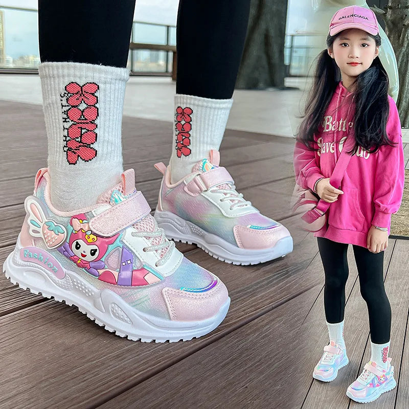 2025 New Kids Running Shoes Breathable Mesh Lightweight Casual Sneakers for Boys Girls Princess Cartoon Design