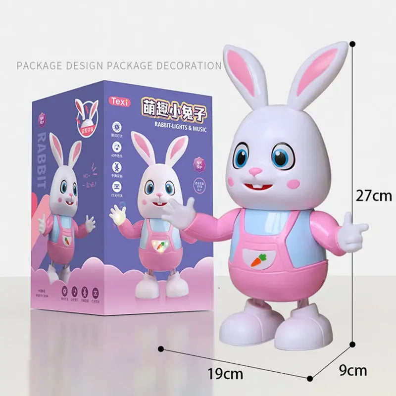 Robot Rabbit Dancing Sing Song Electronic Music Animal Beat Drum With LED Cute Desktop Model Toy Children Birthday Gift