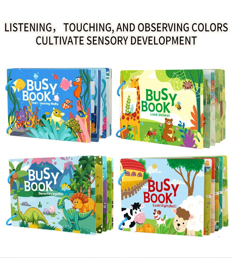 Busy Book for Toddlers Ages 2-6 Quiet Book Preschool Learning Activity Reusable Sticker & Velcro Matching Montessori Fine Mot