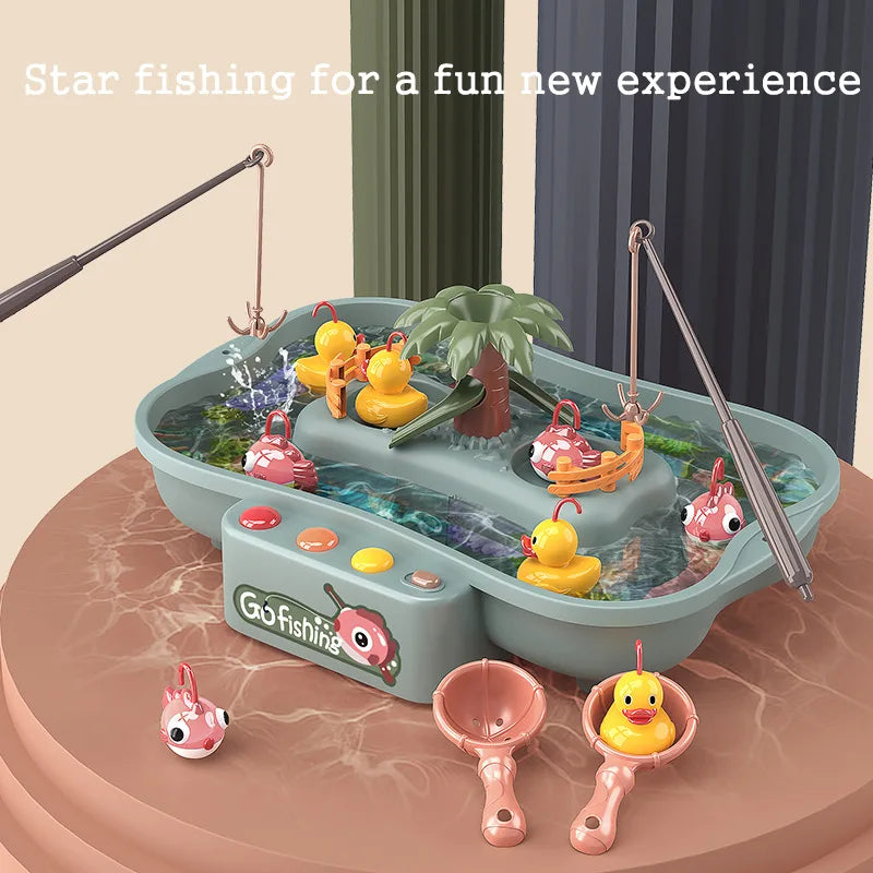 Electric Fishing Toys With Music Lights Water Play Game Music Electric Circulation Fishing Duck Games for Kids