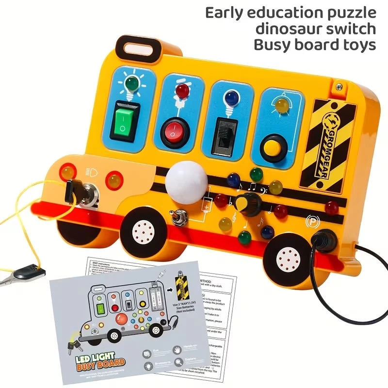 Educational Busy Board Toy for Toddlers,  Montessori Sensory Play Board for Fine Motor Skills and Brain Development