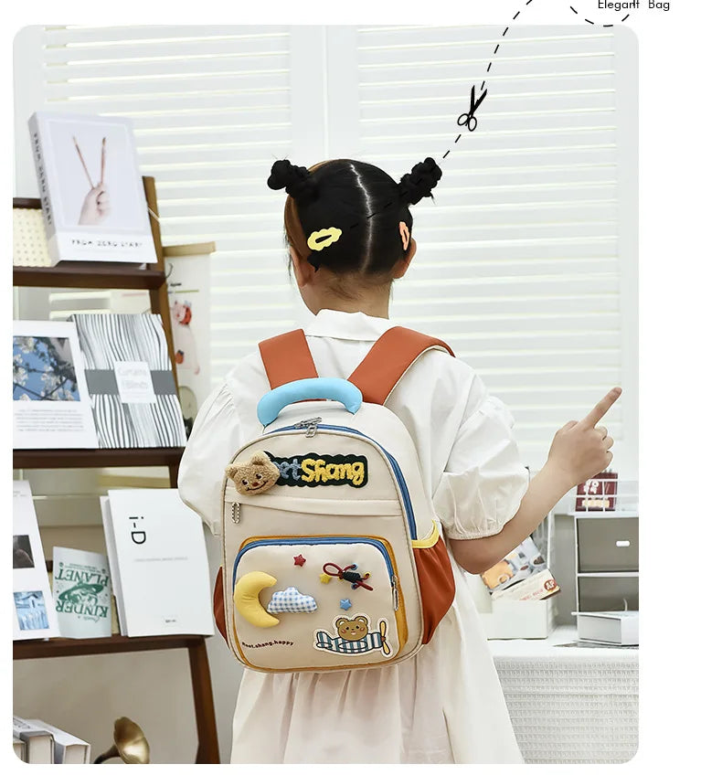 Cute School Bag for Girls Adorable Cartoon Bear Backpack Toddler Kids Backpack Lightweight Kindergarten Boys Children's Bag Gift