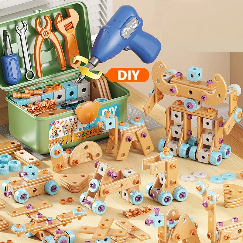 DIY Nut Hand Disassembly Assembly Puzzle Simulated Screwing Toolbox Early Educational Kids Toy Shape Insert Blocks Toys For Boys