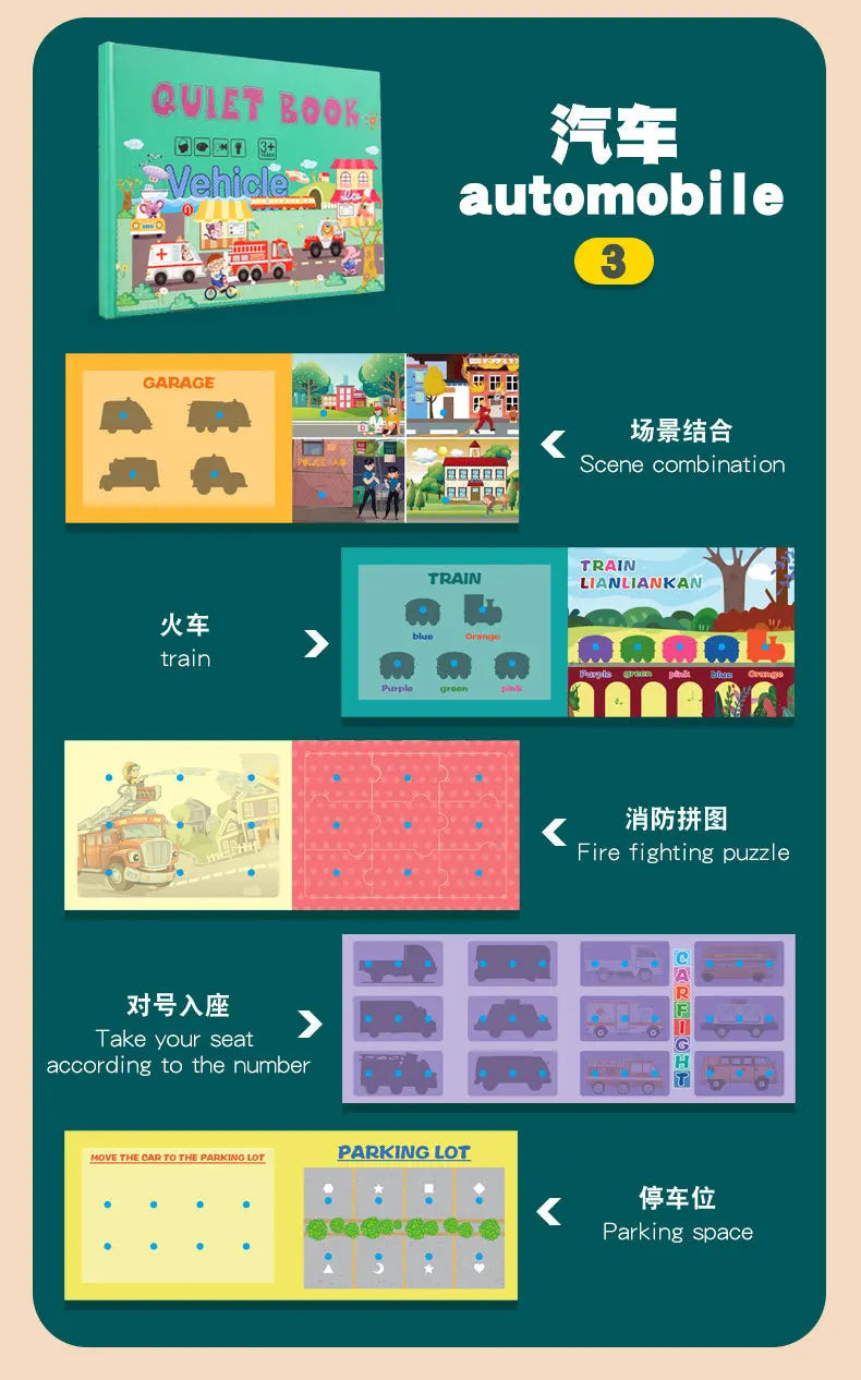 Montessori Busy Book for Kids Toddlers Educational Toys Baby Diy Paste Quiet Book Children Animals Numbers Matching Puzzles Toys