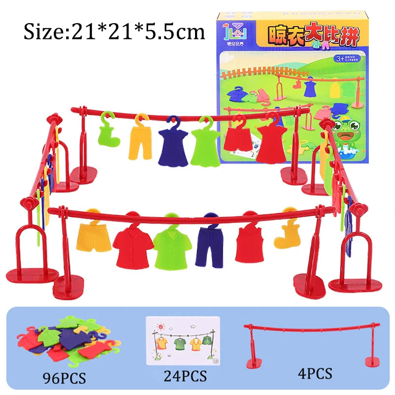 Montessori Color Matching Party Games Educational Toys Logical Thinking Training Clothes Drying Contest Board Game Children Toys