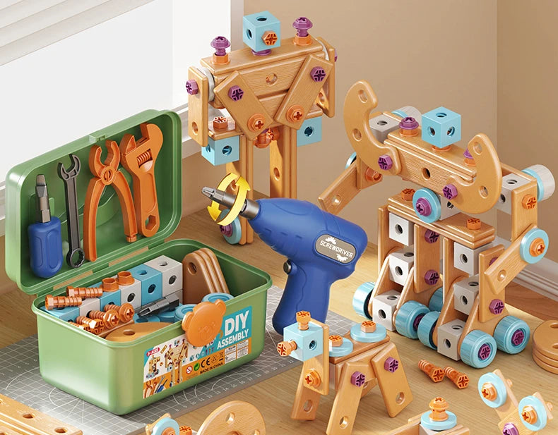 DIY Nut Hand Disassembly Assembly Puzzle Simulated Screwing Toolbox Early Educational Kids Toy Shape Insert Blocks Toys For Boys