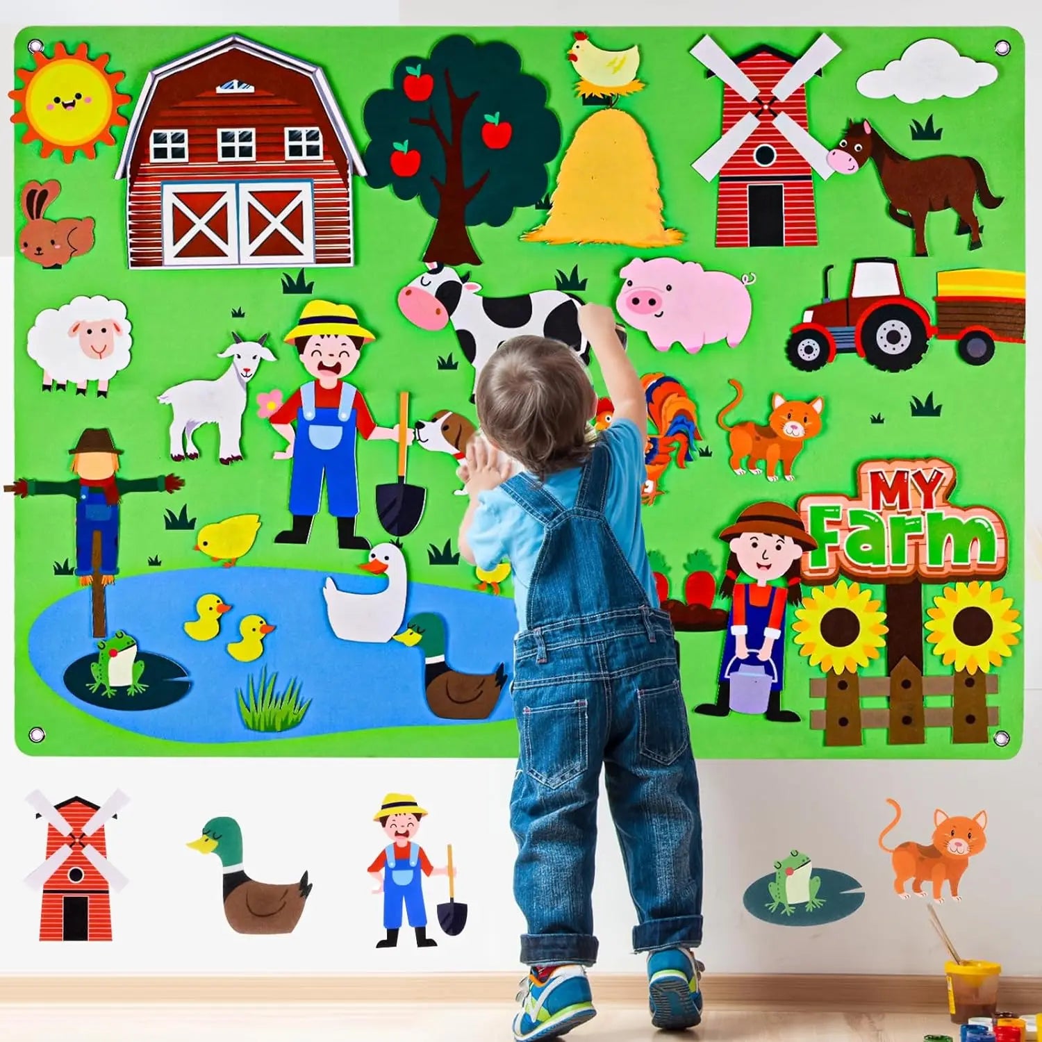  Ocean Felt Story Board Toys Farm Animals Early Learning Storytelling Flannel Board Classroom Educational Interactive Play Kit