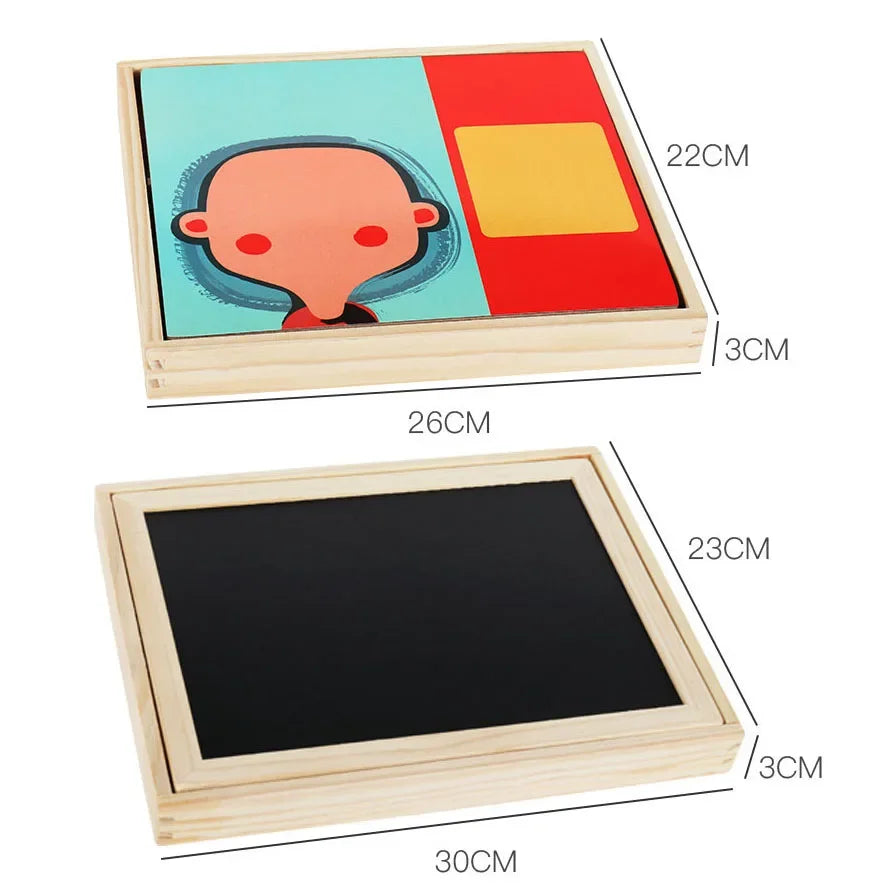Magnetic 3D Puzzles for Kids Montessori Games Educational Toys for Children Blackboard Whiteboard Drawing Wooden Jigsaw Puzzle