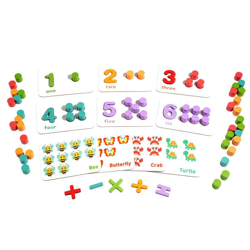 Montessori Wooden Arithmetic Toy Set Number Cognitive Matching Game For 2-6 Year Old Toddlers