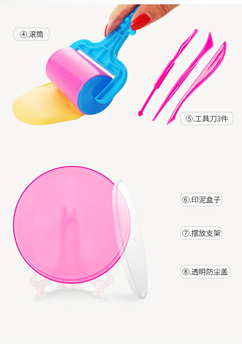 Baby Children's Hand and Foot Printing Mud Creative Diy Baby 100 Day Full Moon Gift First Year Souvenir