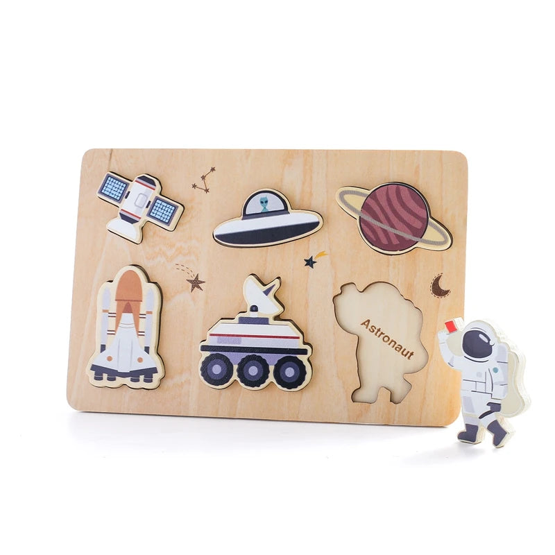 Wooden Puzzle Montessori Toys Baby Cartoon Ocean Animal Colorful Learning Education Block Toys Tangram Jigzaw Cognitive Kid Gift