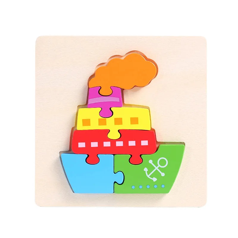 Wooden 3D Puzzle for Kids Montessori Educational Toys Baby Learning Toys Brain Development Puzzle Board Childrens Early Learning