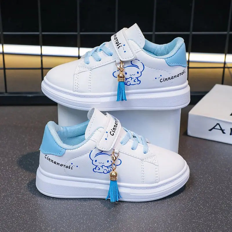 Sanrio Girls's Fashion Cute Cartoon Cinnamoroli Casual Sports Shoes Kid's Lovely Tassels Anti-skid Sneakers Children Board Shoes