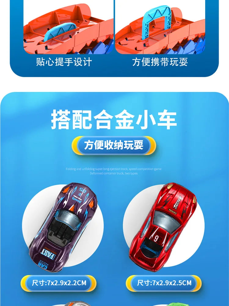 New Product Folding Dinosaur Transporter Car Competitive Game Roll To Eat Car Vehicle Racing Track With Mini Car Kid Gift Toy