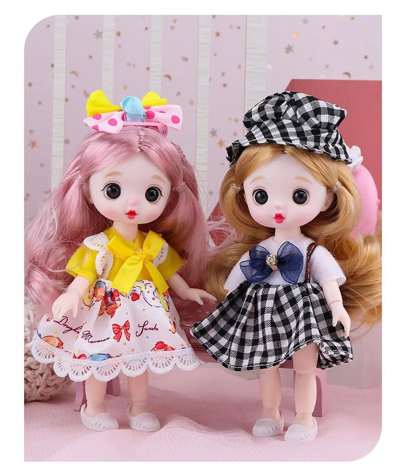 13 Movable Joints Cute Face Realistic Big 17cm BJD Doll Eyeball And Fashion Clothes Suit With Shoes Lolita Princess Doll Toy