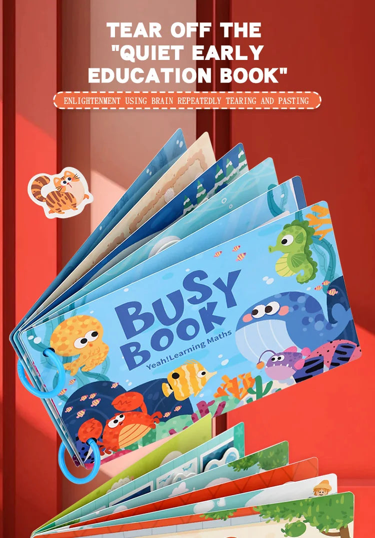 Busy Book for Kids, Animals Vehicles Dinosaurs Stickers, Matching Number & Letter Games, Interactive Learning Activity Book