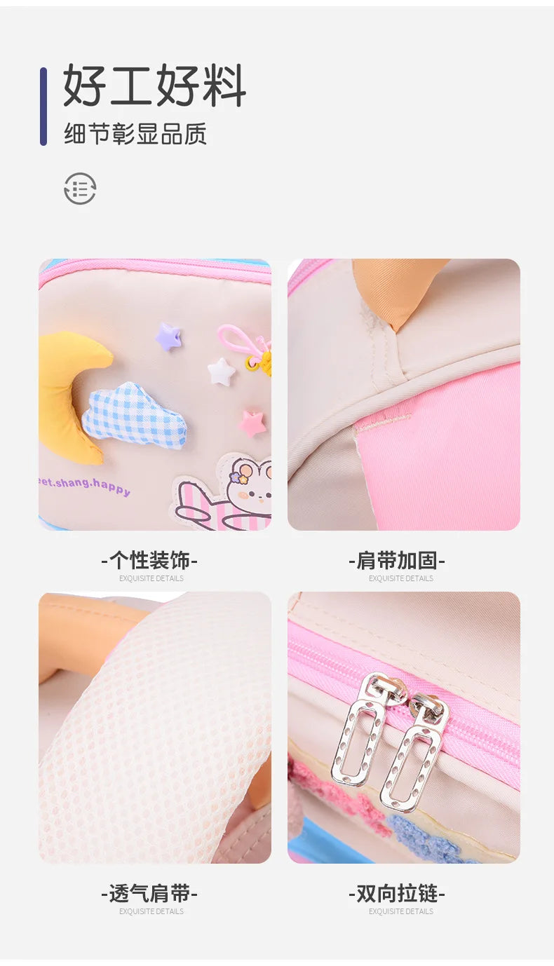 Cute School Bag for Girls Adorable Cartoon Bear Backpack Toddler Kids Backpack Lightweight Kindergarten Boys Children's Bag Gift