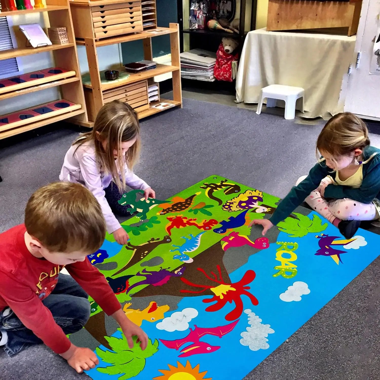 Zoom Animal Felt Story Board Montessori Early Learning Toy Themed Storytelling Flannel Toys Interactive Game Wall Hanging Gifts