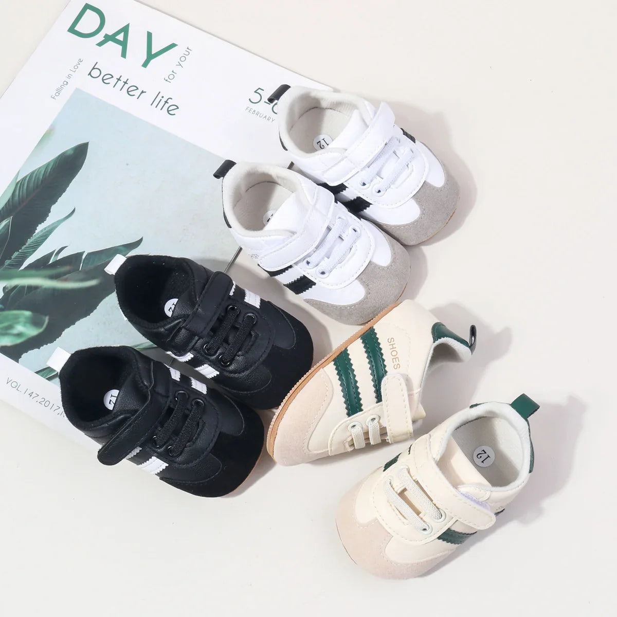 2025 New Style Baby Boys And Girls First Walkers Shoes Classic Striped Anti Slip Sole Soft for Toddlers