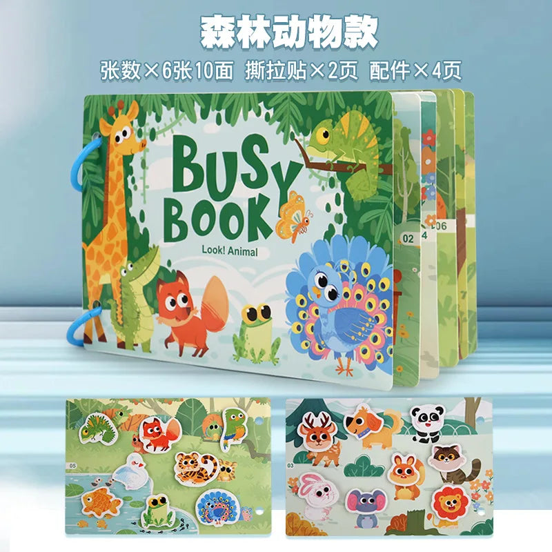Busy Book Sticker Quiet Book for Kids Montessori Early Educational Toy Toddlers Matching Puzzles Game Baby Learning Toys Gifts