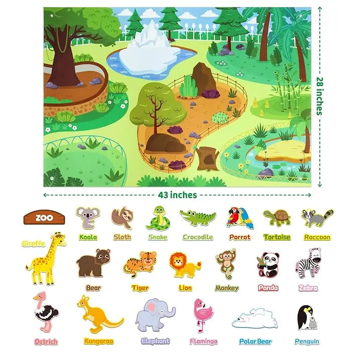 Zoom Animal Felt Story Board Montessori Early Learning Toy Themed Storytelling Flannel Toys Interactive Game Wall Hanging Gifts